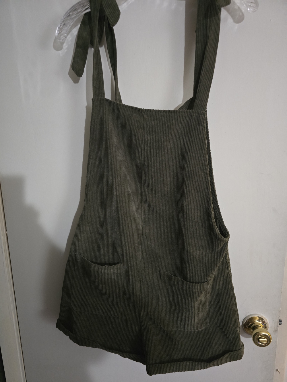 Olive Corduroy Tie-Shoulder Romper